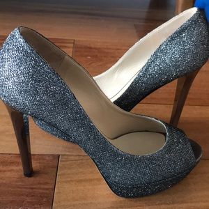 Jimmy Choo silver peep toe